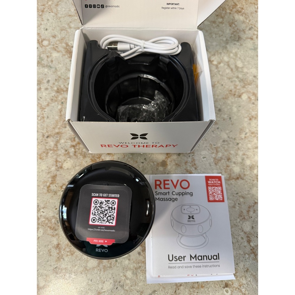 REVO Smart Cupping Therapy Device 4-in-1 Massager Red Light Heat Black